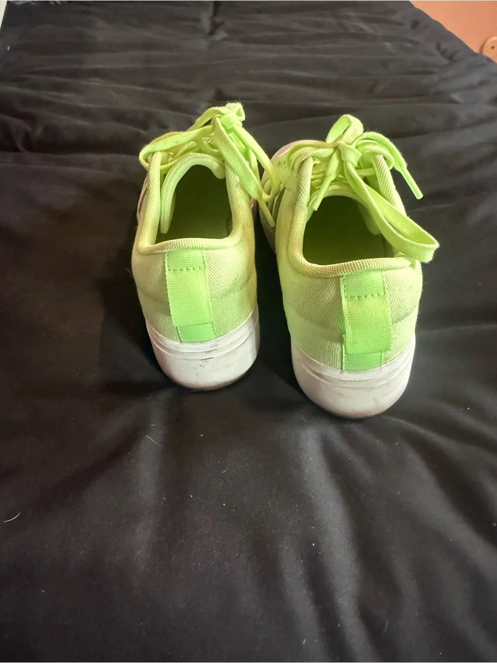 adidas Lime Green Canvas Platform Sneakers with Silver Stripes